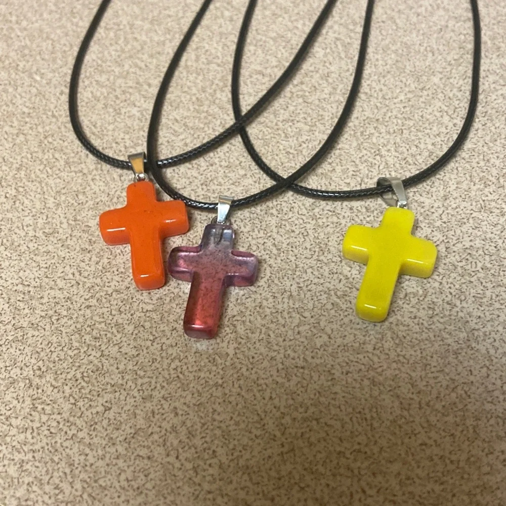 4/$20 bundle and save Kids Cross Pendant Necklace - Yellow, Orange & Purple